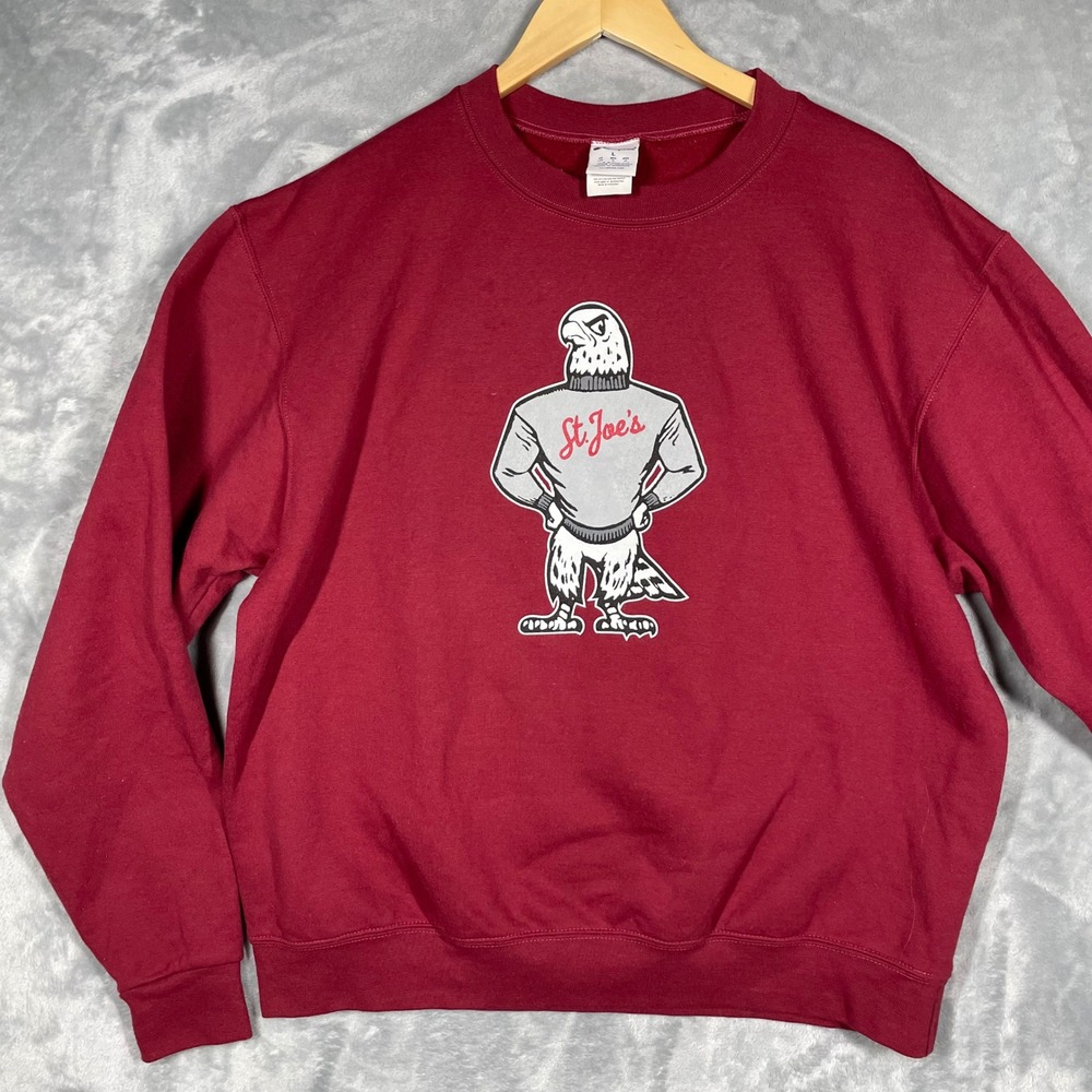 Champion St Joes Eagle Mascot Crewneck Sweatshirt Maroon Red Large C91220